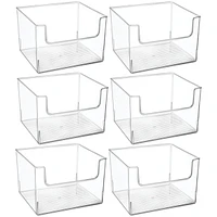 mDesign Plastic Kitchen Storage Organizer Bin with Open Front - 6 Pack - Clear