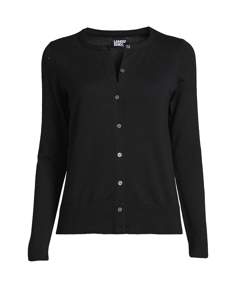 Lands' End Plus Fine Gauge Cotton Cardigan Sweater