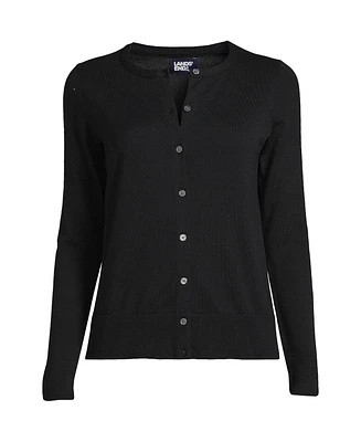Lands' End Plus Fine Gauge Cotton Cardigan Sweater