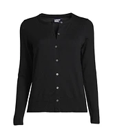 Lands' End Plus Fine Gauge Cotton Cardigan Sweater