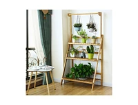 3 Tiers Bamboo Hanging Folding Plant Shelf Stand