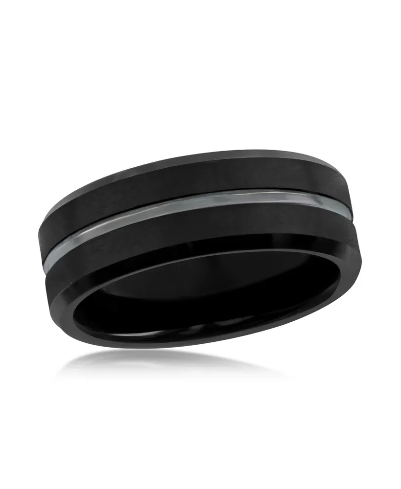 Metallo Matte & Polished Black Tungsten Ring