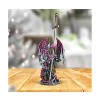Fc Design 18"H Purple Dragon with Sword on Castle Statue Fantasy Decoration Figurine Home Decor Perfect Gift for House Warming, Holidays and Birthdays