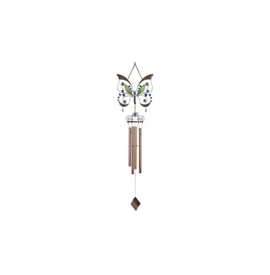 33" Long Butterfly Wind Chime with Gem