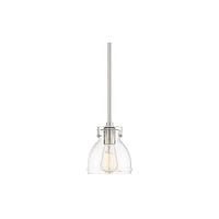 Possini Euro Design Bellis Brushed Nickel Mini Pendant Light 6 1/2" Wide Modern Industrial Clear Glass Shade Fixture for Dining Room Living House Home