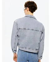 Nocturne Women's Cropped Denim Jacket with Shoulder Pads
