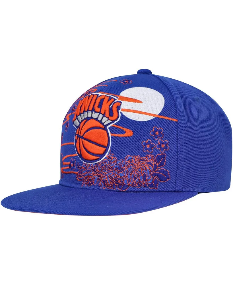 Men's Mitchell & Ness Blue New York Knicks Hardwood Classics Asian Heritage Scenic Snapback Hat