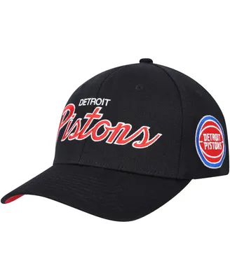 Men's Mitchell & Ness Black Detroit Pistons Mvp Team Script 2.0 Stretch Snapback Hat