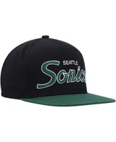 Men's Mitchell & Ness Black Seattle SuperSonics Hardwood Classics Mvp Team Script 2.0 Snapback Hat