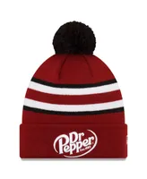 Men's New Era Burgundy, White Bubba Wallace Dr. Pepper Knit Pom Cuff Beanie