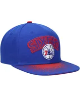 Men's Mitchell & Ness Blue Philadelphia 76ers Hardwood Classics Energy Re-Take Speckle Brim Snapback Hat