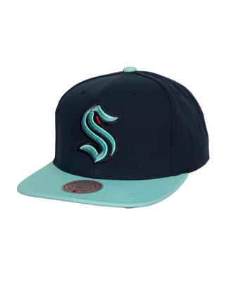 Men's Mitchell & Ness Navy Seattle Kraken Core Team Ground 2.0 Snapback Hat