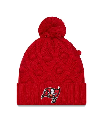 Women's New Era Red Tampa Bay Buccaneers Toasty Cuffed Knit Hat with Pom