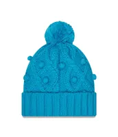 Women's New Era Blue Carolina Panthers Toasty Cuffed Knit Hat with Pom