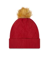 Women's New Era Cardinal Arizona Cardinals Snowy Cuffed Knit Hat with Pom