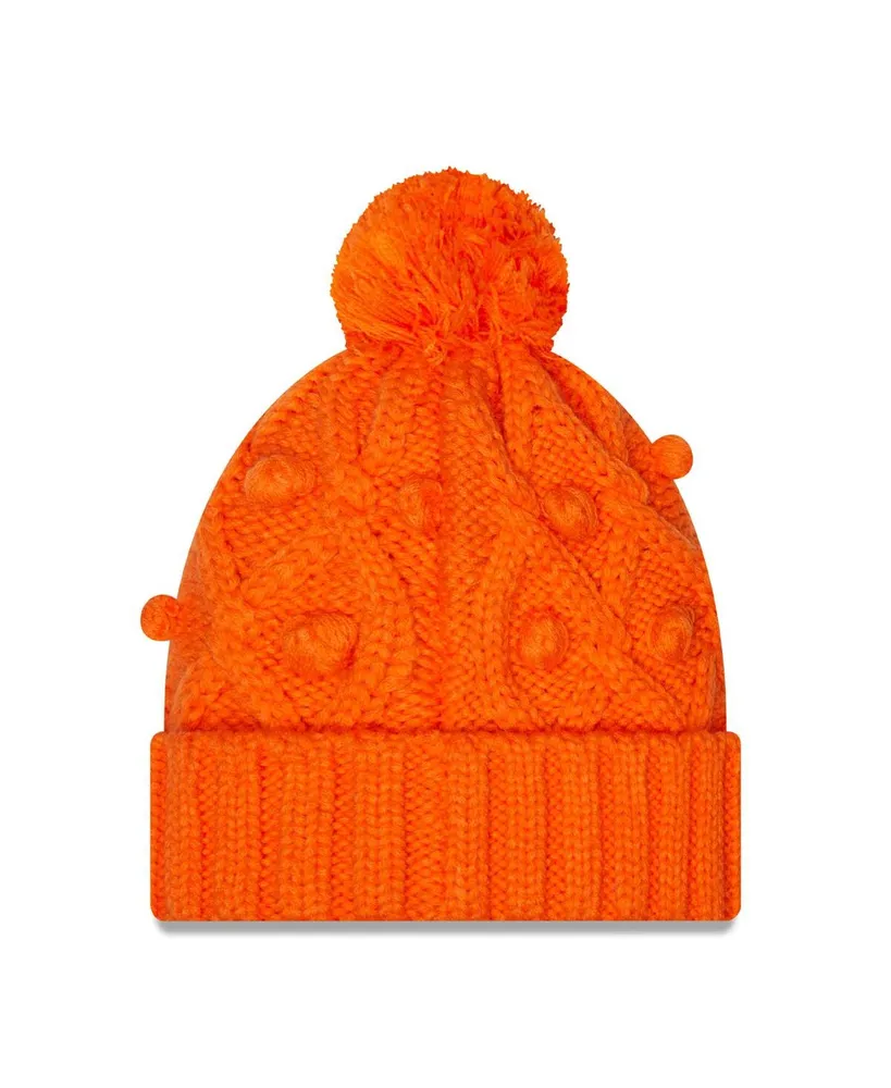 Big Girls New Era Orange Denver Broncos Toasty Cuffed Knit Hat with Pom