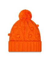 Big Girls New Era Orange Denver Broncos Toasty Cuffed Knit Hat with Pom