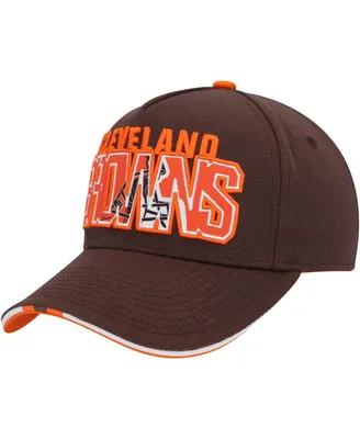Big Boys and Girls Brown Cleveland Browns On Trend Precurved A-Frame Snapback Hat