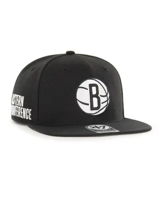 Men's '47 Brand Black Brooklyn Nets Sure Shot Captain Snapback Hat