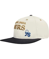 Men's Cream, Black Philadelphia 76ers Album Cover Snapback Hat