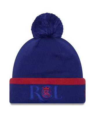 Men's New Era Blue Real Salt Lake Wordmark Kick Off Cuffed Knit Hat with Pom