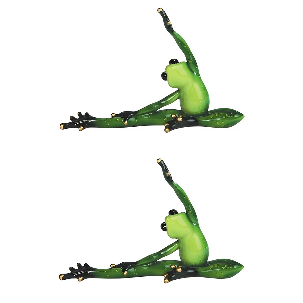 Fc Design 2-pc Frog Doing Yoga Head to Knee Pose 8"H Statue Funny Animal Decoration Figurine Home Decor Perfect Gift for House Warming, Holidays and B