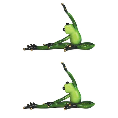Fc Design 2-pc Frog Doing Yoga Head to Knee Pose 8"H Statue Funny Animal Decoration Figurine Home Decor Perfect Gift for House Warming, Holidays and B