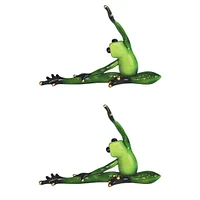 Fc Design 2-pc Frog Doing Yoga Head to Knee Pose 8"H Statue Funny Animal Decoration Figurine Home Decor Perfect Gift for House Warming, Holidays and B