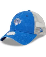 Women's New Era Blue New York Knicks Micro Logo 9TWENTY Trucker Adjustable Hat