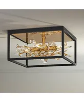 Carrine Modern Ceiling Light Flush-Mount Fixture 14 1/4" Wide Black Metal Gold Branches 4
