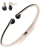 Givenchy Gold-Tone 2-Pc. Set Red Floating Glass Stone Bangle Bracelet & Stud Earrings