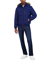 Nautica Men's Zip-Front Bomber Jacket with Faux Fur Hood