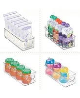 mDesign Small Plastic Nursery Storage Container Bin with Handles, 4 Pack, Clear