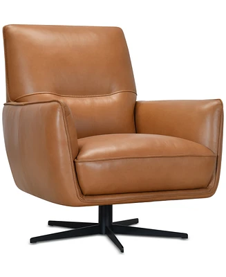 Jeddo 35" Leather Swivel Accent Chair, Created for Macy's