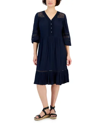 Style & Co Women's Lace-Trim Dress, Created for Macy's