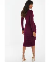 Quiz Women's High Neck Long Sleeve Midi Dress