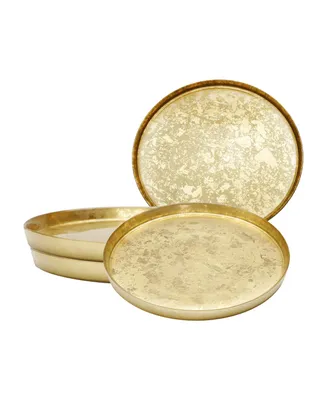Classic Touch 8.25" Gold Gliter Salad Plates with Rasied Rim 4 Piece Set, Service for 4