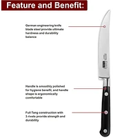 Cooks Standard Steak Knives Set 6-Piece, High Carbon Stainless Steel Classic Sharp Kitchen Steak Knife, Ergonomic Handle, Black