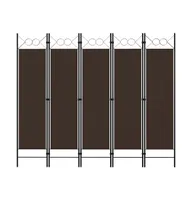 vidaXL 5-Panel Room Divider Brown 78.7"x70.9"