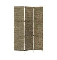 3-Panel Room Divider Brown 45.7"x63" Water Hyacinth