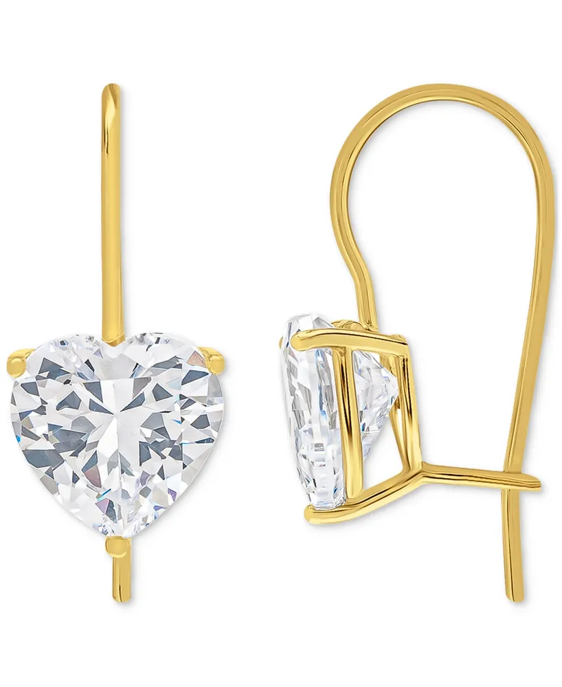 Lab-Grown White Sapphire Heart Drop Earrings (6-1/5 ct. t.w.) in 14k Gold-Plated Sterling Silver