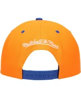 Men's Mitchell & Ness Orange, Blue New York Knicks Hardwood Classics Soul Transcript Snapback Hat