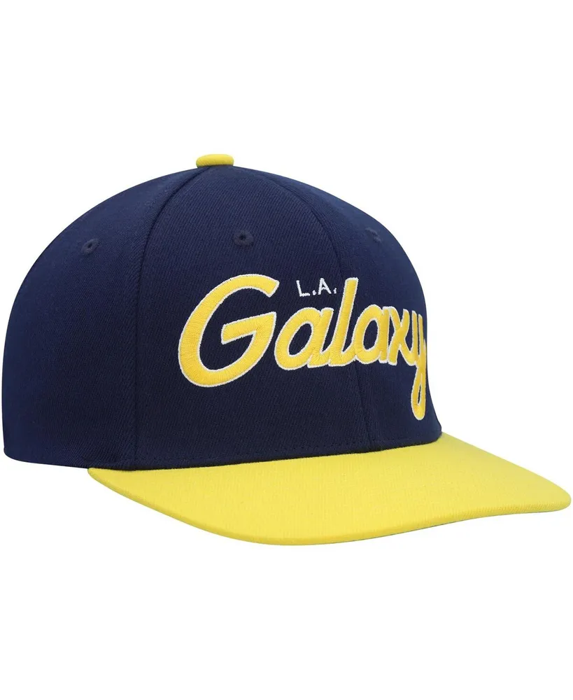 Men's Mitchell & Ness Navy La Galaxy Team Script 2.0 Stretch Snapback Hat