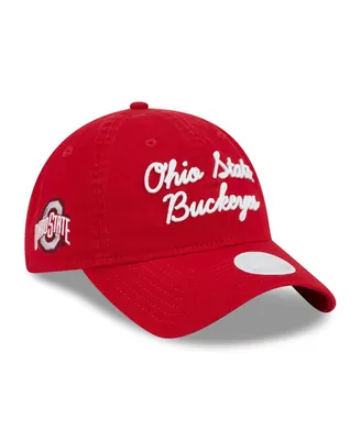 Women's New Era Scarlet Ohio State Buckeyes Script 9TWENTY Adjustable Hat