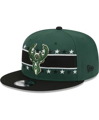 Men's New Era Hunter Green Milwaukee Bucks Banded Stars 9FIFTY Snapback Hat