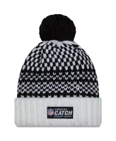 Women's New Era Black, White Las Vegas Raiders 2023 Nfl Crucial Catch Cuffed Pom Knit Hat