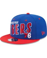 Men's New Era Royal, Red Philadelphia 76ers Stacked Slant 2-Tone 9FIFTY Snapback Hat