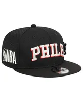 Men's New Era Black Philadelphia 76ers Post-Up Pin Mesh 9FIFTY Snapback Hat