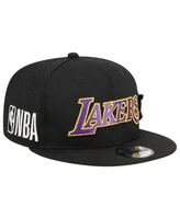 Men's New Era Black Los Angeles Lakers Post-Up Pin Mesh 9FIFTY Snapback Hat