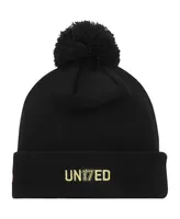 Men's New Era Black Atlanta United Fc Jersey Hook Cuffed Knit Hat with Pom